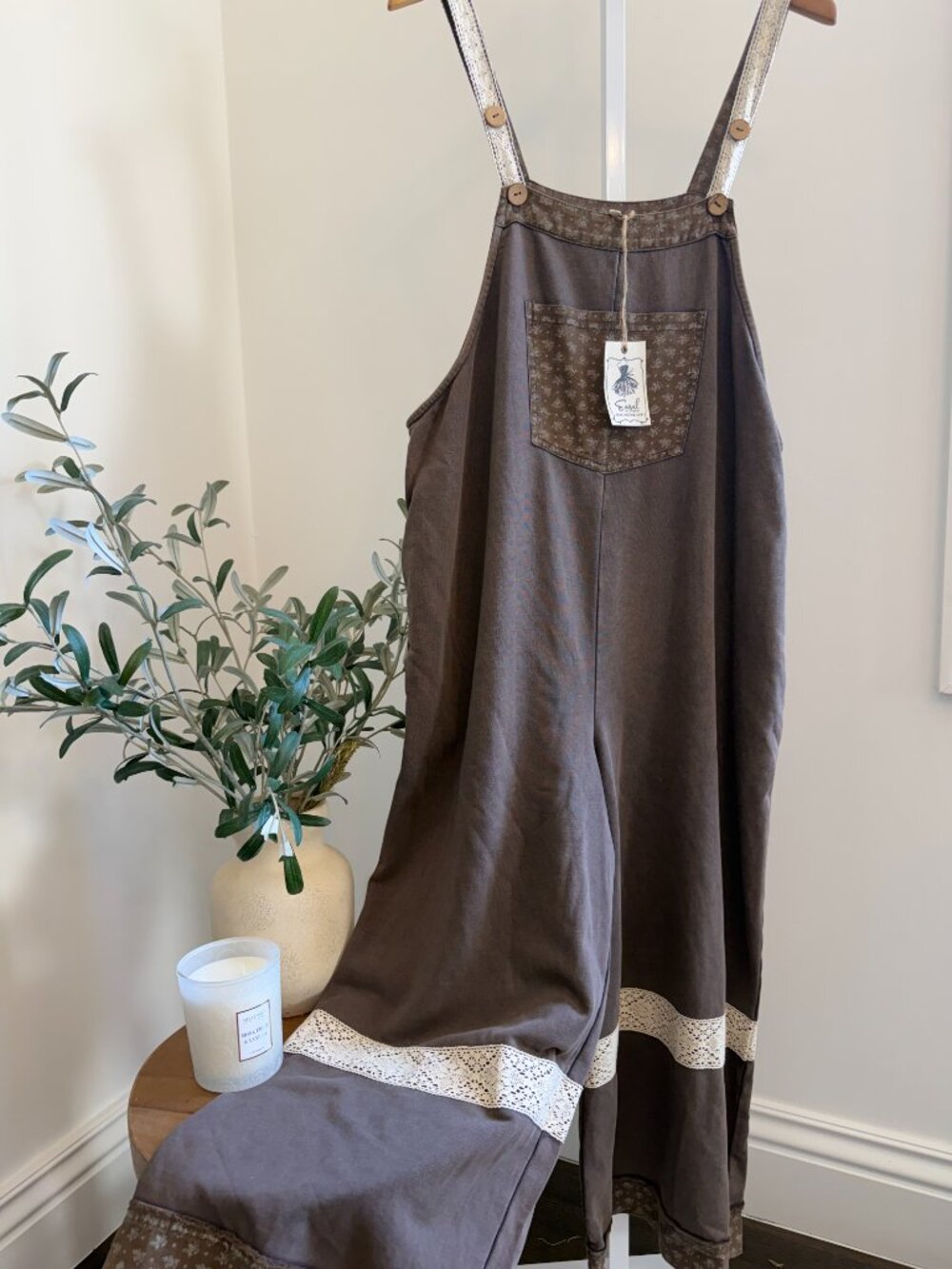 EASEL WASHED TERRY OVERALL PANTS60% COTTON 40% POLYESTER
